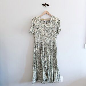 90s Cotton Floral Lightweight Summer Midi Dress Medium